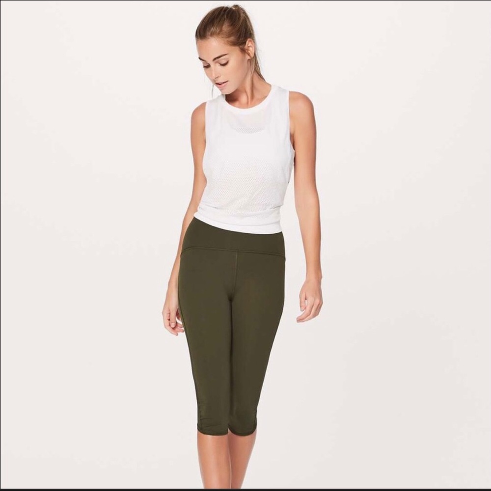 Lululemon train times cropped leggings-olive green